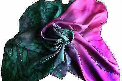 Canadian Artist Designer GOLRIZ Pure Silk Hand-Painted Scarf 34", View more