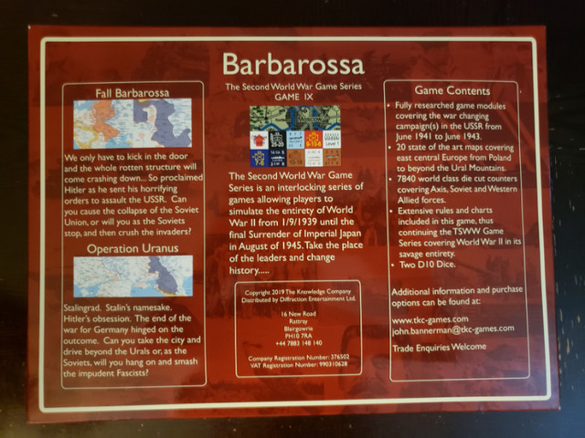 TSWW: Barbarossa (General's Edition) in Toys & Games in Moncton - Image 2