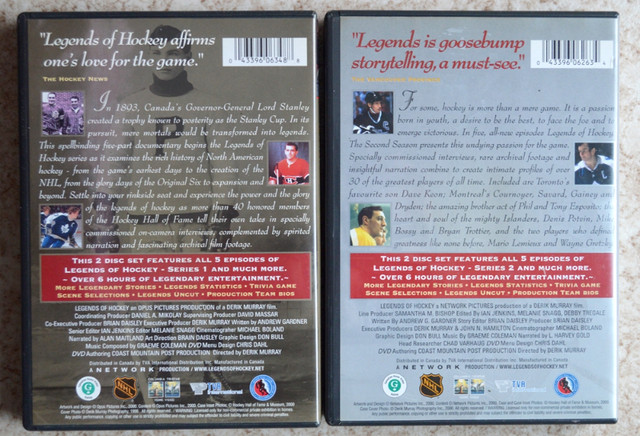 2 DVD set LEGENDS of HOCKEY Series 1 Series 2 4 discs total dans CD, DVD et Blu-ray  à Ouest de l’Île - Image 2