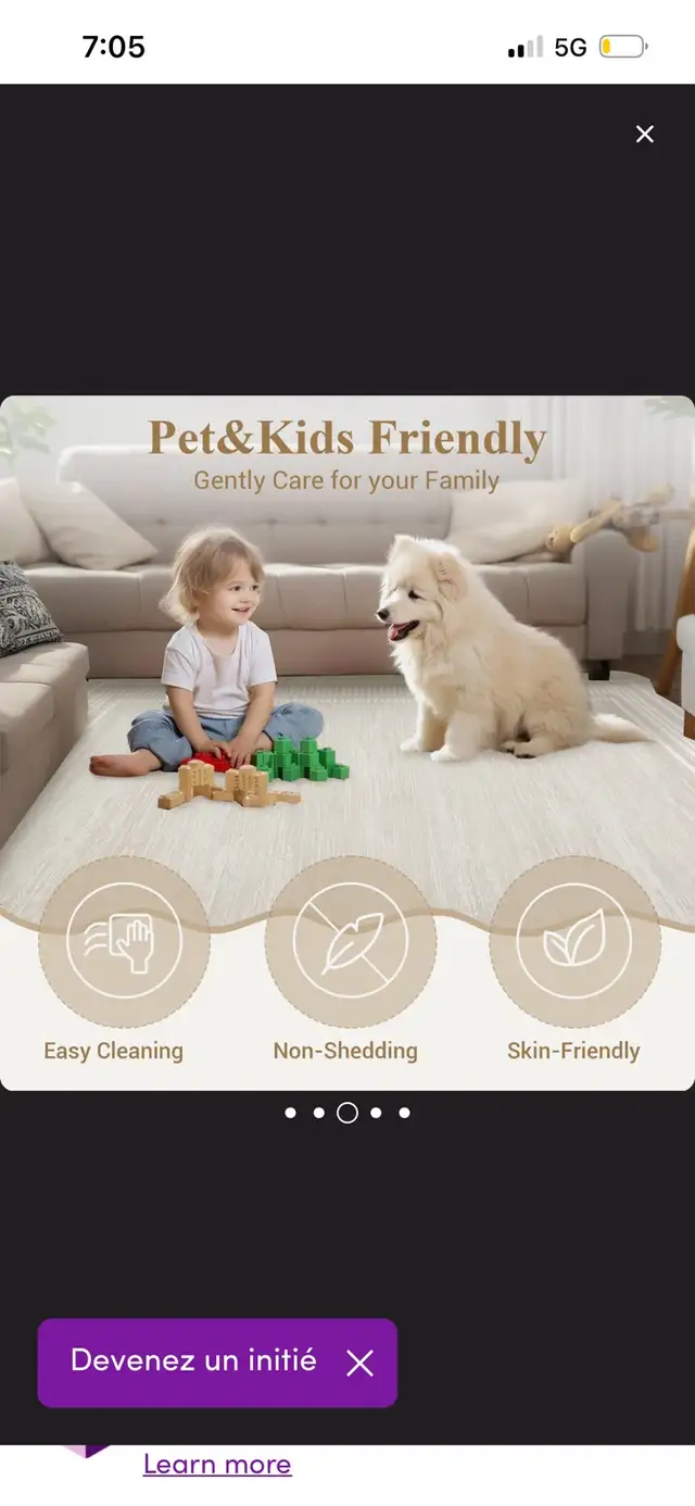 New Machine-washable Cream Scalloped Area Rug  in Rugs, Carpets & Runners in Mississauga / Peel Region - Image 6