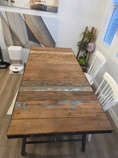 Rustic reclaimed wood dining table, View more