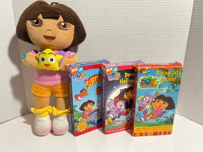 Vintage Dora The Explorer VHS Tape & Plush Lot. $20 for everything Shipping available