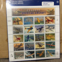 20 Classic American Aircraft STAMPS - Full Sheet Sealed Airplane