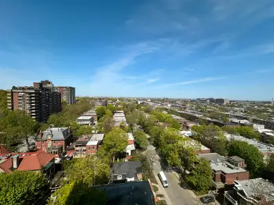 Grand 3 1/2 lumineux, 12e étage balcon proche plateau!