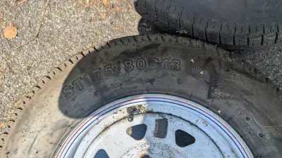4 trailer tires 13" rims, take all or nothing, not willing to sell two at a time(don't ask) if ad is...