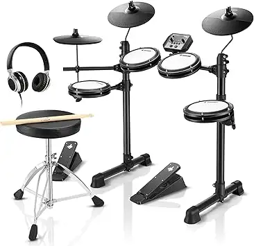 New Electric Drum Set with 180 Sounds, Quiet Mesh Pads, View more