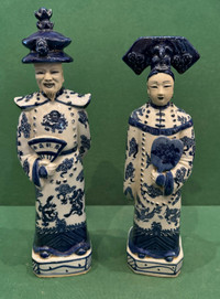  Blue and white porcelain figurines - emperor an