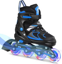 Adjustable Inline Skates with Light Up Wheels (Size M 3-6)