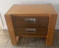 MCM wood side table with 2 drawers