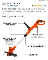 BLACK+DECKER String Trimmer & Edger with Auto Feed, Lightweight