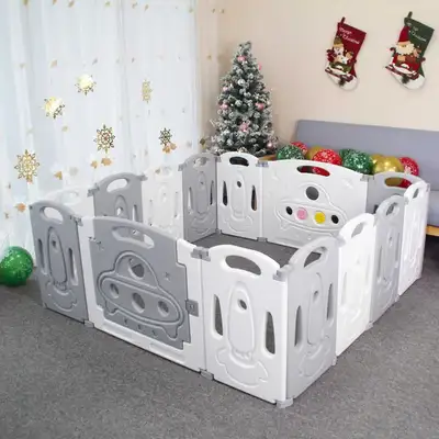 Large Foldable Baby Playpen Grey & White 60x60x24inches, View more
