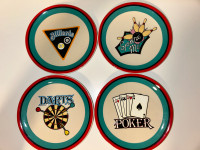 Spare Me Gift Set/4 Game 4.5” Ceramic Mini Plates Bowling Poker 