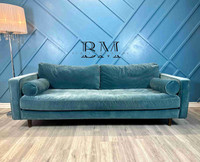 Blue Velvet Sofa - DELIVERY AVAILABLE