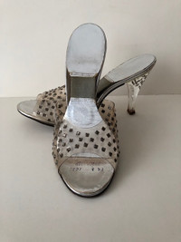 RARE Vintage 50s Spring-O-Later Lucite Rhinestone Heels Shoes
