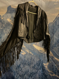 Leather jacket #9- fancy fringes