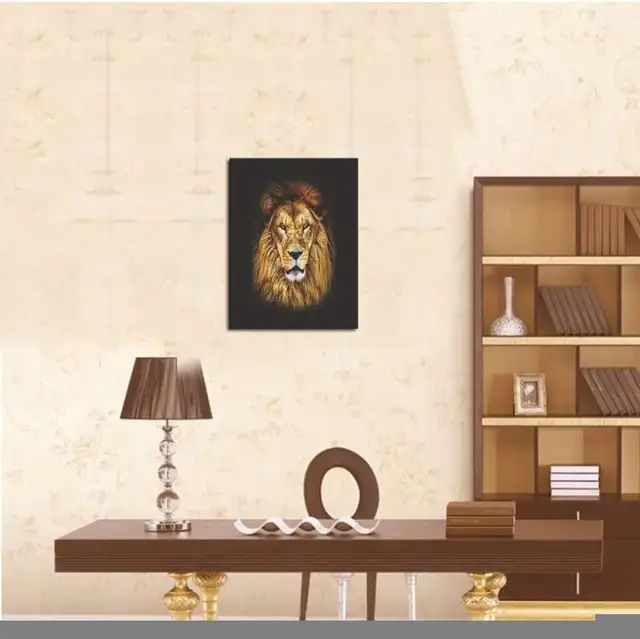 Mighty Lion Animal Painting Print on Canvas Framed Ready to Hang in Arts & Collectibles in City of Toronto - Image 3