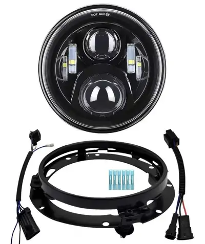 New in box! 7 inch Motorcycle LED Headlight DOT Lamp Kit with Mounting Bracket Compatible with Harle...