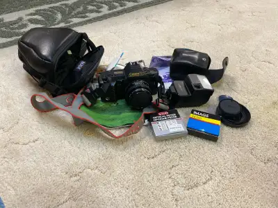 Canon T70 Camera and Flash and Camera Bag, View more