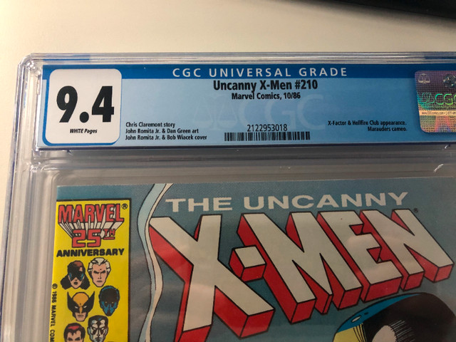 1st app. Marauders in Uncanny X-Men #210 comic CGC 9.4 $65 OBO in Comics & Graphic Novels in City of Toronto - Image 2