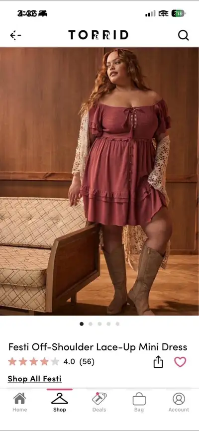 Torrid Festi Off-Shoulder Lace-Up Mini Dress, View more