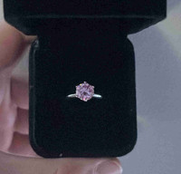 2Ct pink moissanite stone silver ring 