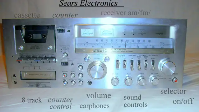 Vintage Stereo System turntable AM/FM/Cassette/8 track/speakers in Stereo Systems & Home Theatre in City of Toronto - Image 4