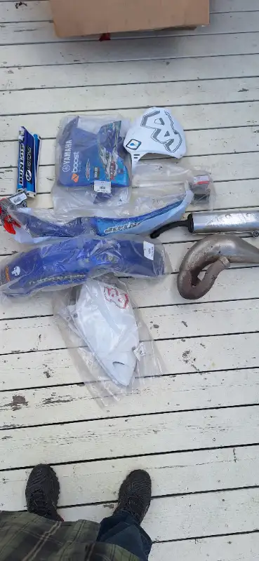 plastic . fenders side plates. every thing to cover bike .came off a 2005 last of the steel frame ....