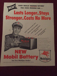 1951 Mobil Battery Original Ad 