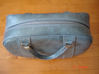 Vintage Blue Leatherette Tote Bag - Very Good Condition!