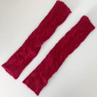 NEW - Red Knit Arm Hand Warmers - women winter accessories