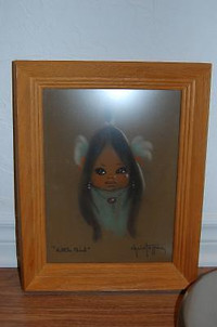 Pastel Painting of Papoose Signed Gerda Christoffersen