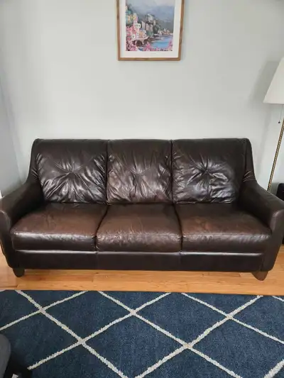 Leather sofa and loveseat, View more
