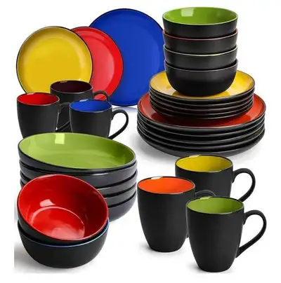 GERMAN DESIGN - ORIG $180! 30-pc Colourful HQ Dinnerware Set, View more