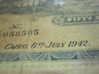 1942 Egypt Fifty Pound Banknote--RARE