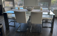 Glass Dining Table with 6 Chairs 