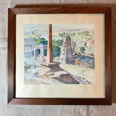 Original watercolor painting (1930´s India) - teak frame, View more