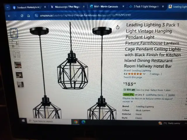 NEW...3 Pack Black Pendant Lights (Brampton) in Electrical in Mississauga / Peel Region - Image 7