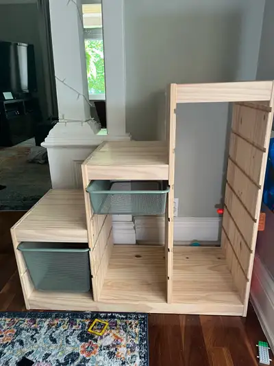 Excellent condition. IKEA Trofast Toy Storage Unit. Comes with two sage green metal bins. One large....