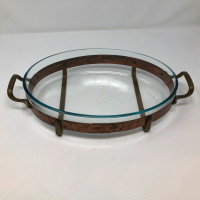 Nilsjohan Sweden Copper and Brass Glass Pyrex Insert Casserole