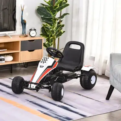 Kids Pedal Go Kart Children Racing Style Ride on Car with Adjustable Seat, Plastic Wheels, Handbrake...