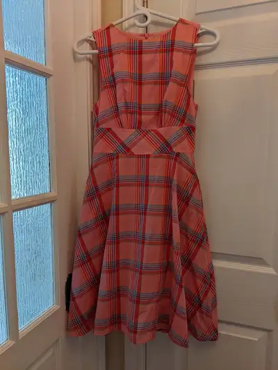 TRISTAN XS (size 1) Pink Plaid Cotton Summer Dress/zipper-pocket, View more
