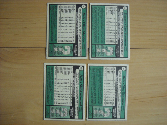 4 cartes de baseball de 1979 dans Art et objets de collection  à Saguenay - Image 2
