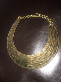 Beautiful Vintage Brass Copper Woven Collar Choker :necklace 