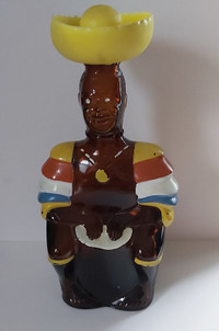 Vintage Old Oak Rum Empty Bottle Caribbean Limbo Drummer W/Hat