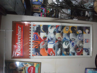 Very Large Vintage Budweiser NFL Poster Team Helmets Thick Vinyl