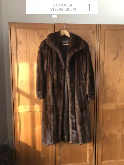 Manteau et chapeau de vison brun fourrure véritable [modèle #1], View more