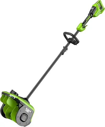 Greenworks 48V (24V x 2) 12" Brushless Cordless Snow Shovel with Led Lights Directional Vanes, 25ft...