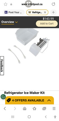 Whirlpool/Maytag in fridge Ice Maker Kit - new