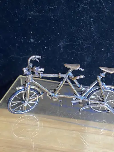 Vintage Sterling Silver Tandem Bicycle Figurine Dollhouse Miniat, View more