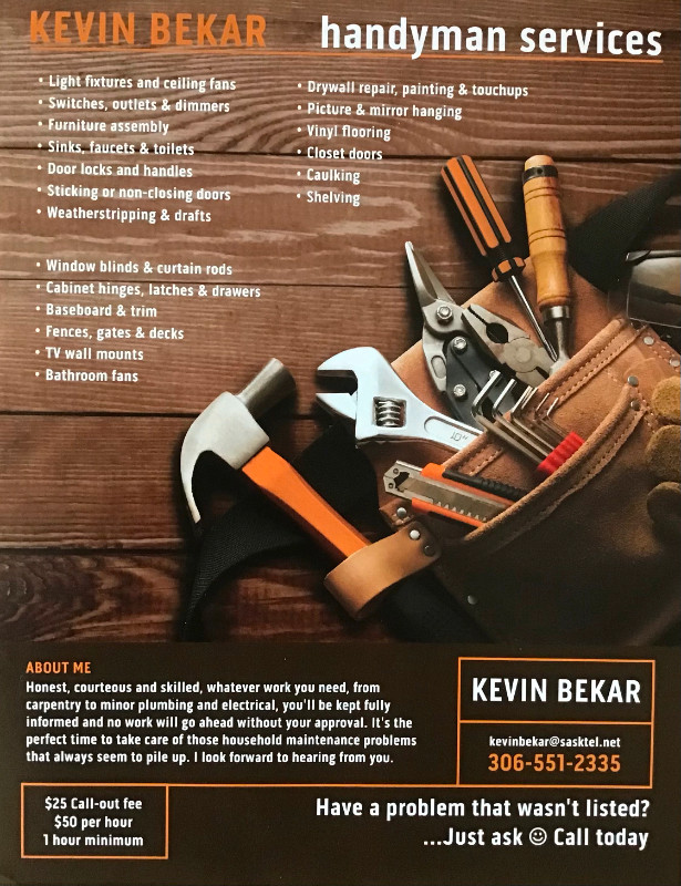 KEVIN'S HANDYMAN SERVICES in Renovations, General Contracting & Handyman in Regina